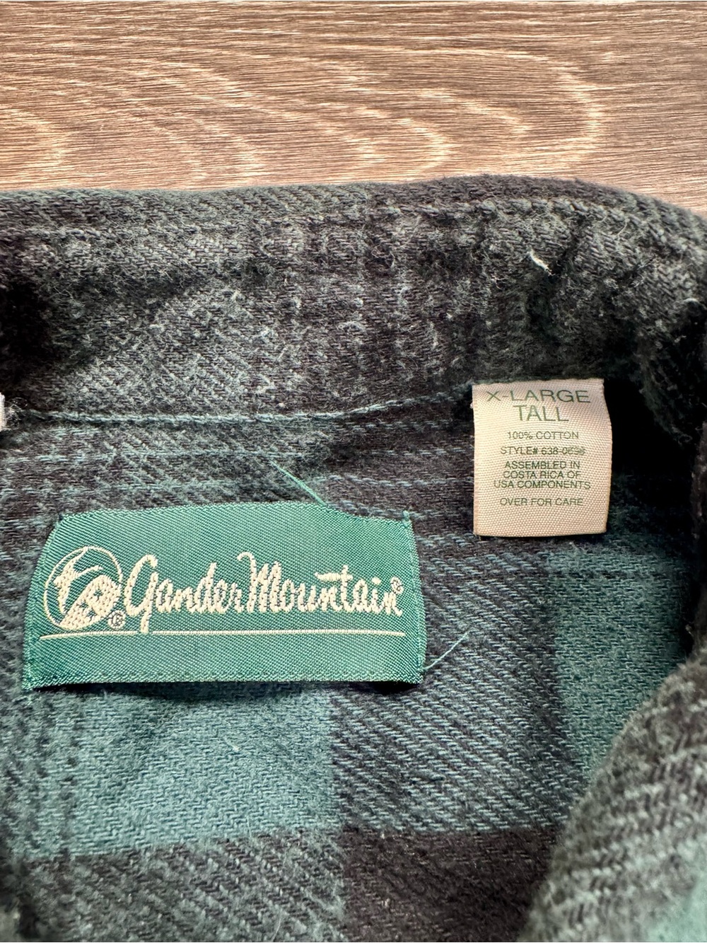 90s Gander Mountain XL Green Black Plaid Flannel Shirt Cotton Outdoor Workwear - Picture 3 of 6